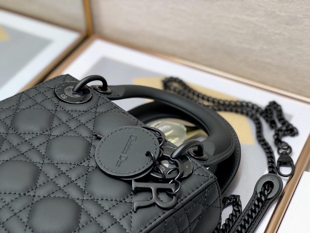 Mini Lady Dior Bag Black Ultramatte Cannage Calfskin